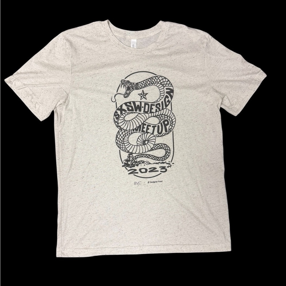 SXSW Design Meetup 2023 Snake Tee Bella + Canvas Austin Graphic Shirt L